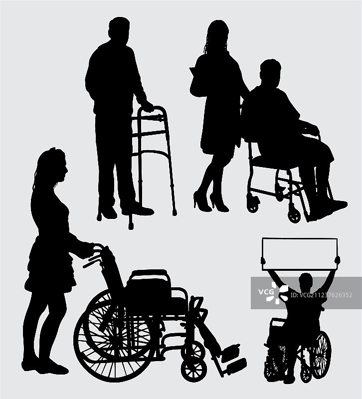 病人和护士剪影图片素材