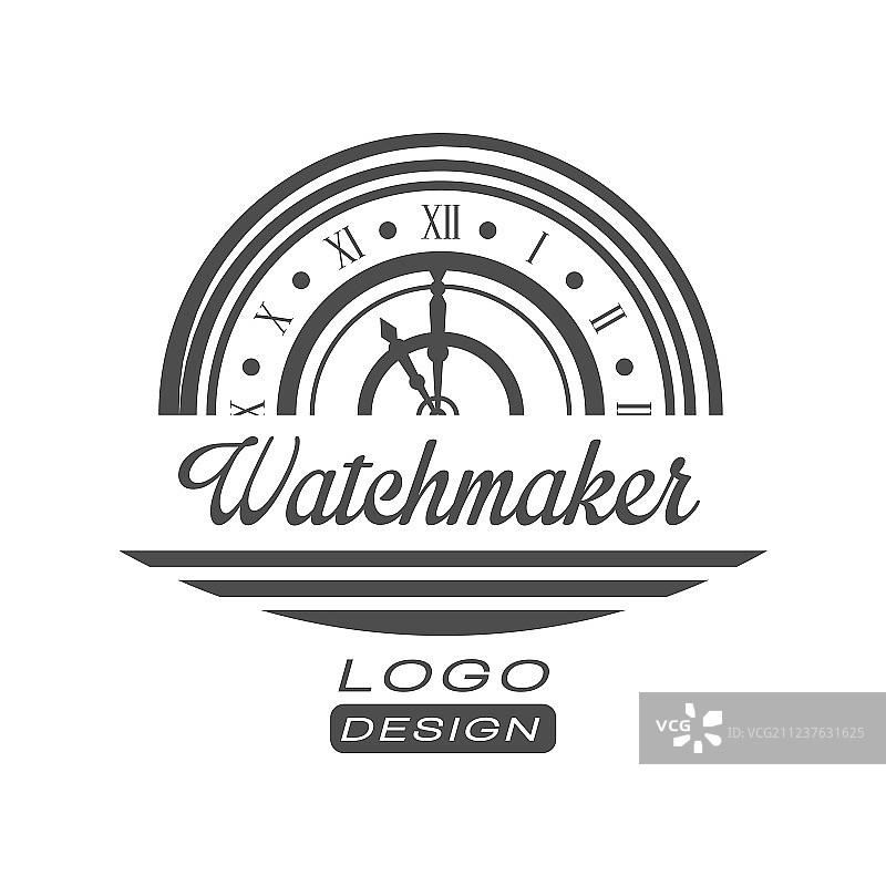 钟表匠标志设计单色复古时钟图片素材