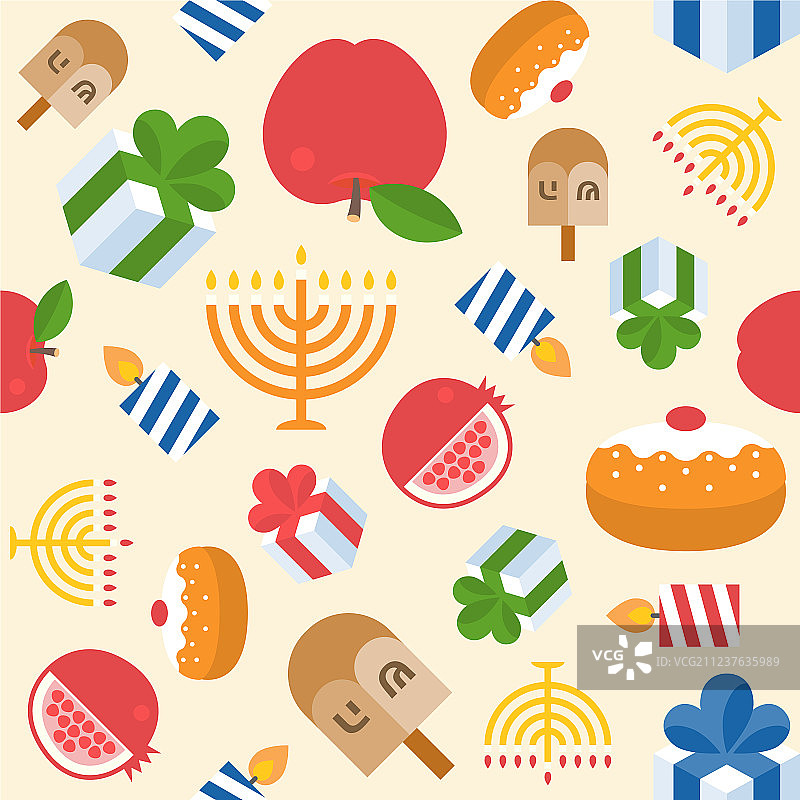 光明节烛台无缝图案背景图片素材