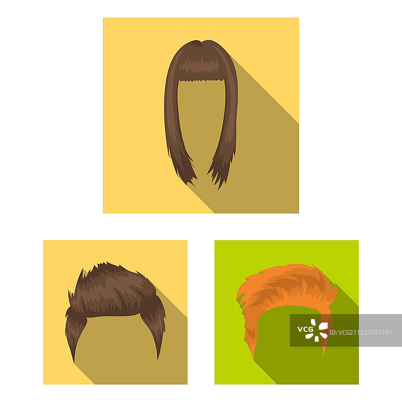 胡须发型扁平图标集图片素材