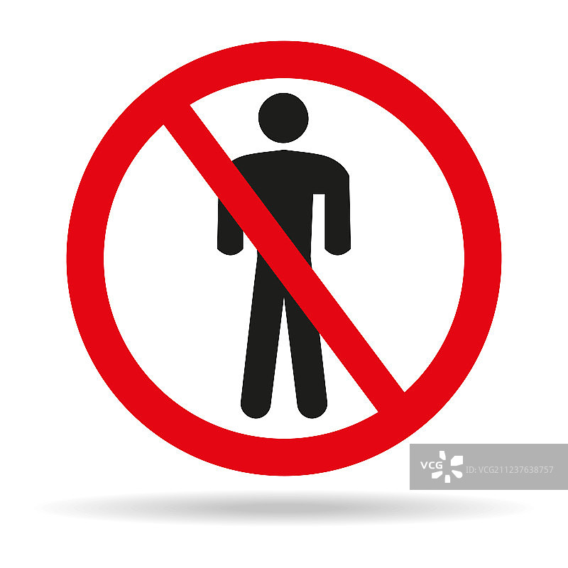 禁止男人标志，白色背景图片素材