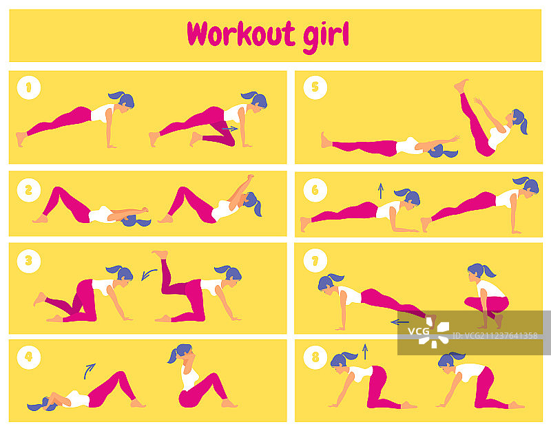 扁平风格的女性健身图标图片素材