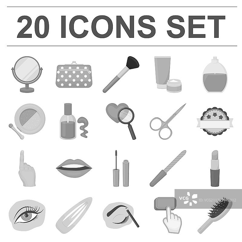 化妆品单色图标套装图片素材