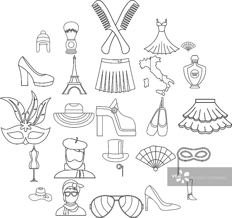 时装设计师图标轮廓样式图片素材