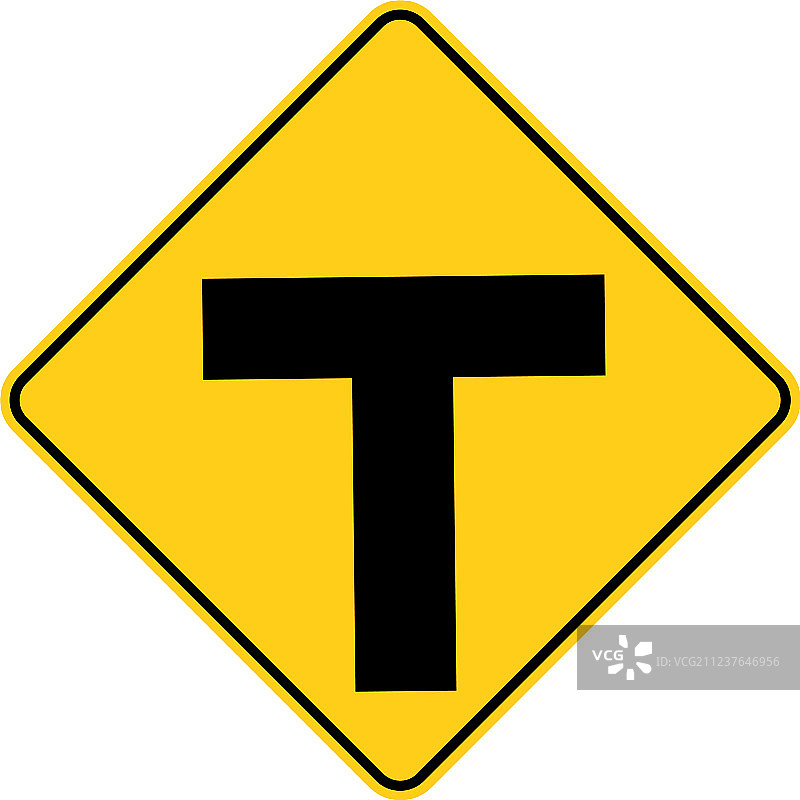 美国交通道路交叉路口警告标志图片素材