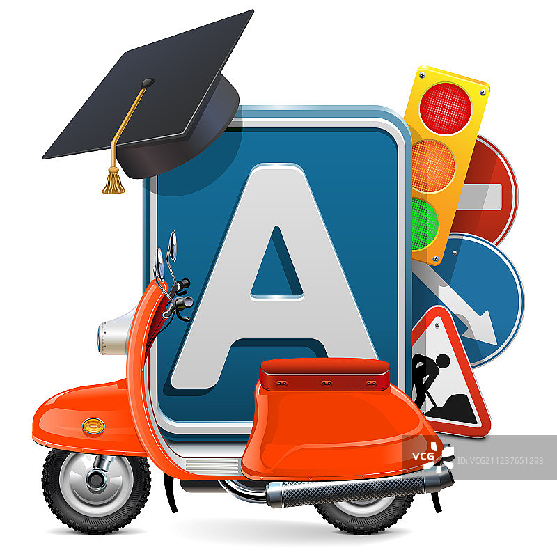 驾校概念橙色滑板车图片素材