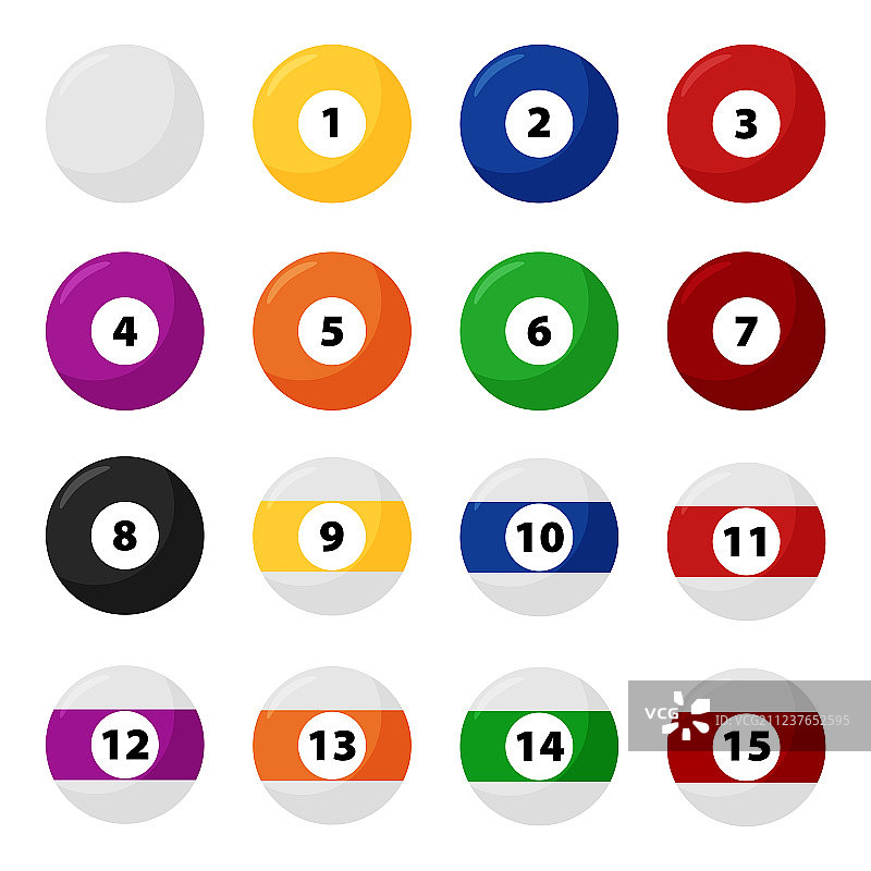 完整扁平风格台球图片素材