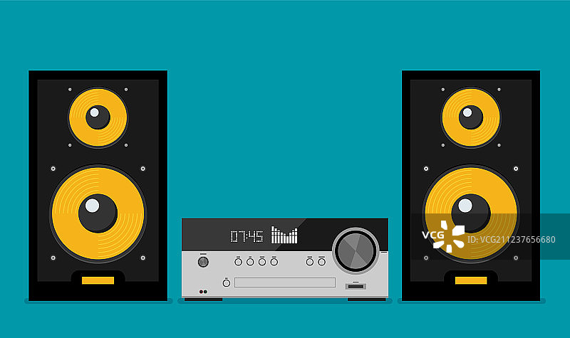 家用立体声扁平音乐系统图片素材