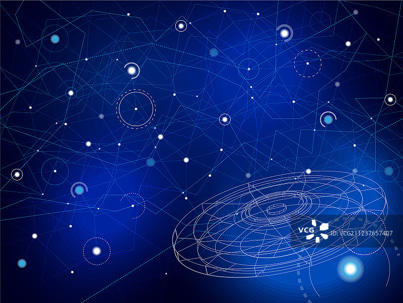 蓝色UFO星空地图图片素材