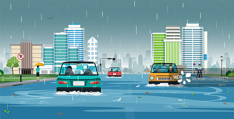 暴雨淹没城市图片素材