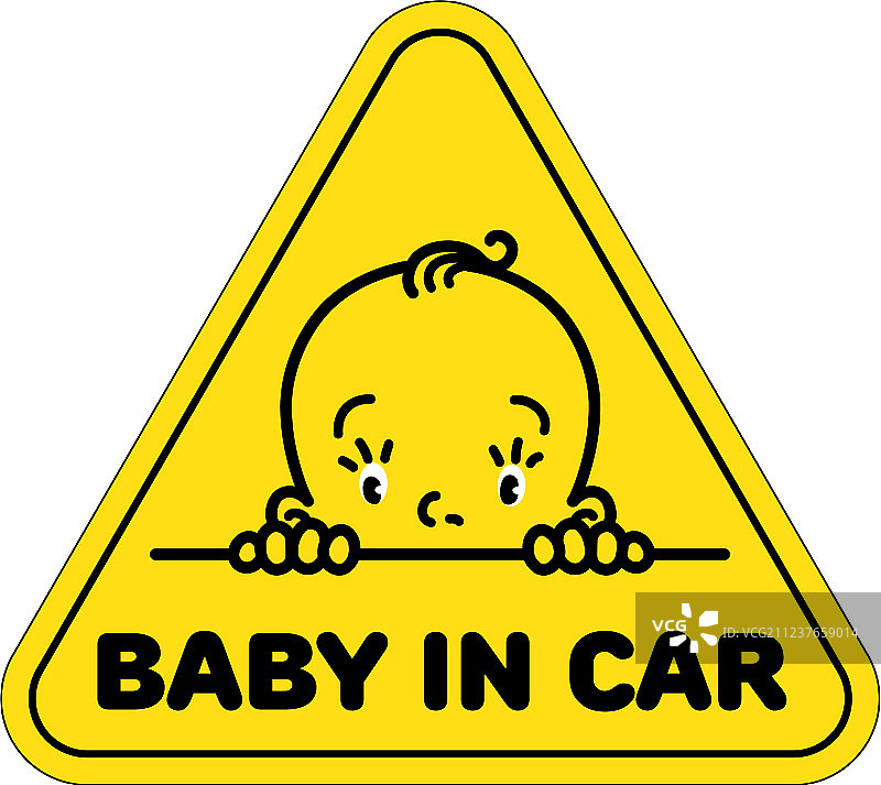 车内宝宝贴纸男孩或女孩的滑稽面孔图片素材