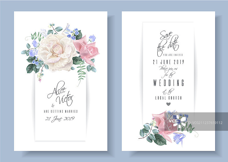 复古玫瑰婚礼卡片图片素材