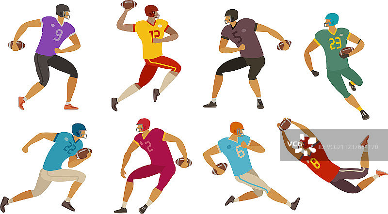 美式橄榄球运动员运动概念卡通图片素材