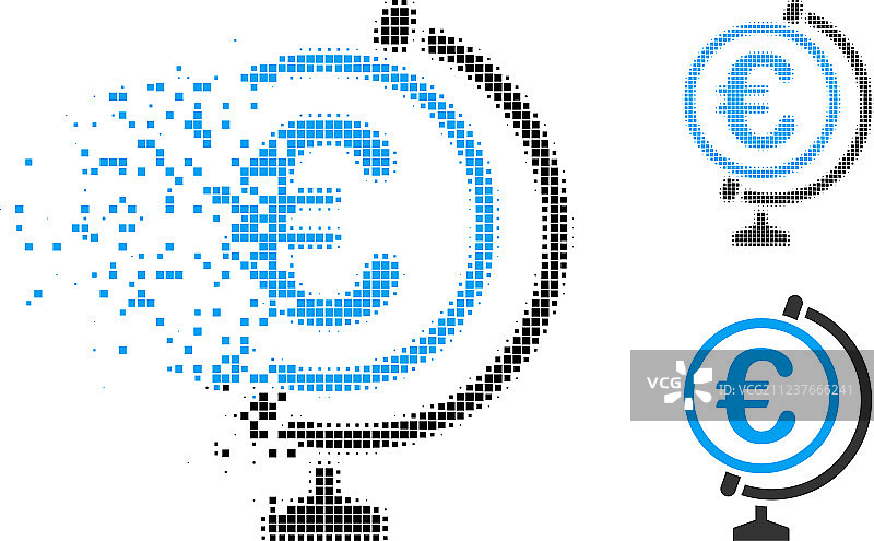 断裂的点状半色调欧元地球图标图片素材