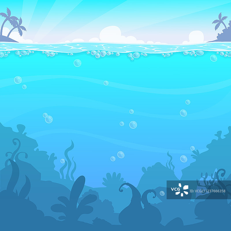 水下景观插画图片素材