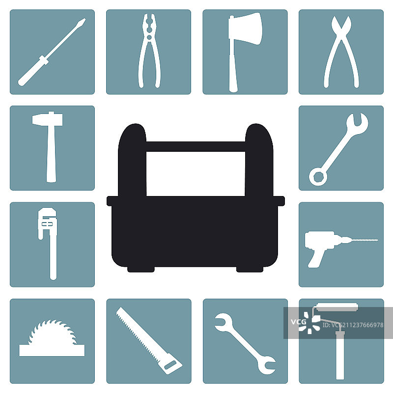 建筑工具图标集插画图片素材