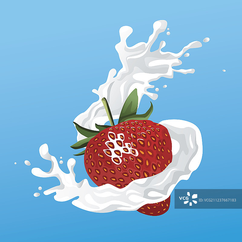 牛奶草莓宣传单图片素材