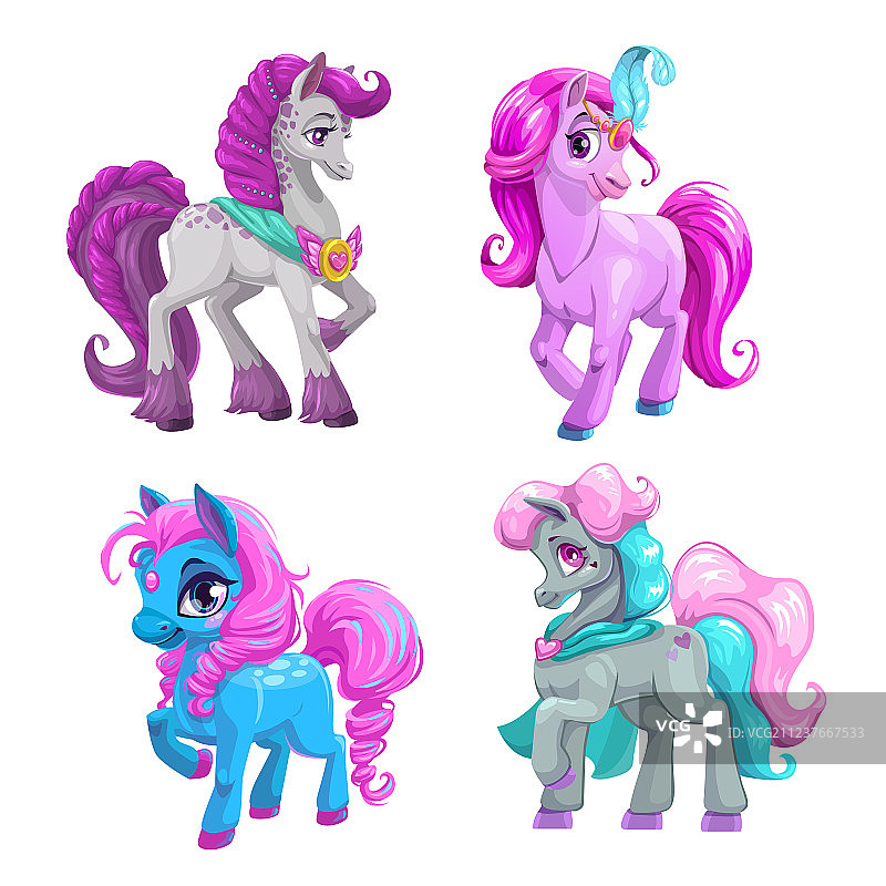 可爱卡通小马公主套装图片素材