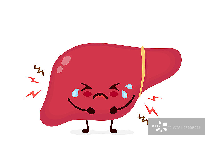 悲伤难受的肝脏卡通形象图片素材