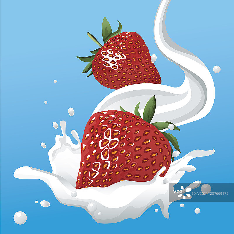 牛奶草莓宣传单图片素材