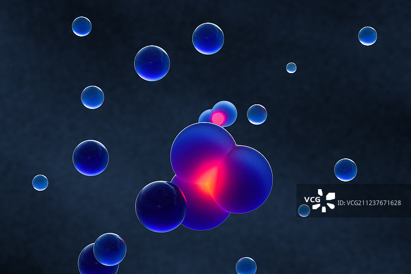 聚集融合的微生物球体，三维渲染图片素材