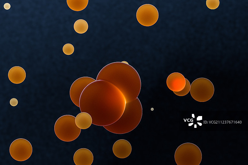 聚集融合的微生物球体，三维渲染图片素材