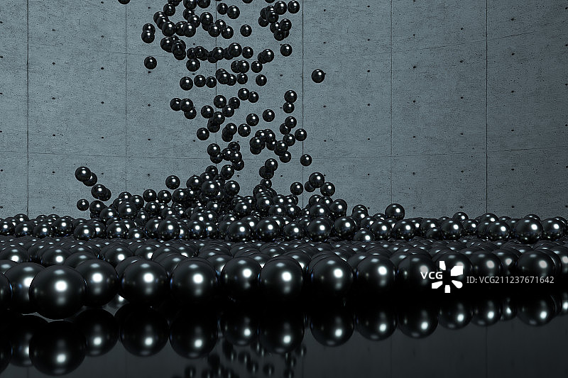 地面上洒落的大量球体，三维渲染图片素材