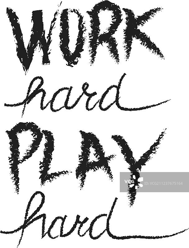 努力工作，尽情玩乐励志语录手绘图片素材