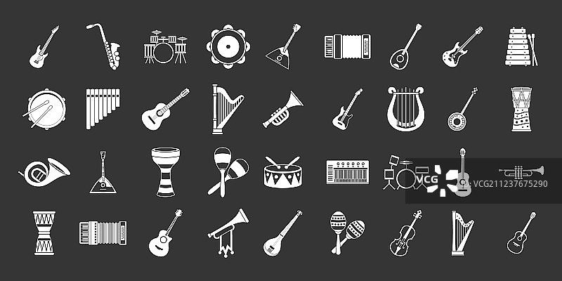 乐器图标灰色合集图片素材