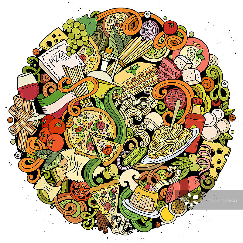 卡通涂鸦意大利美食图片素材