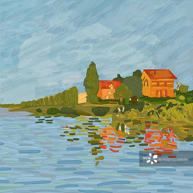 克劳德·莫奈风格的城市景观图片素材