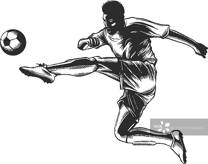 足球运动员踢球瞬间图片素材