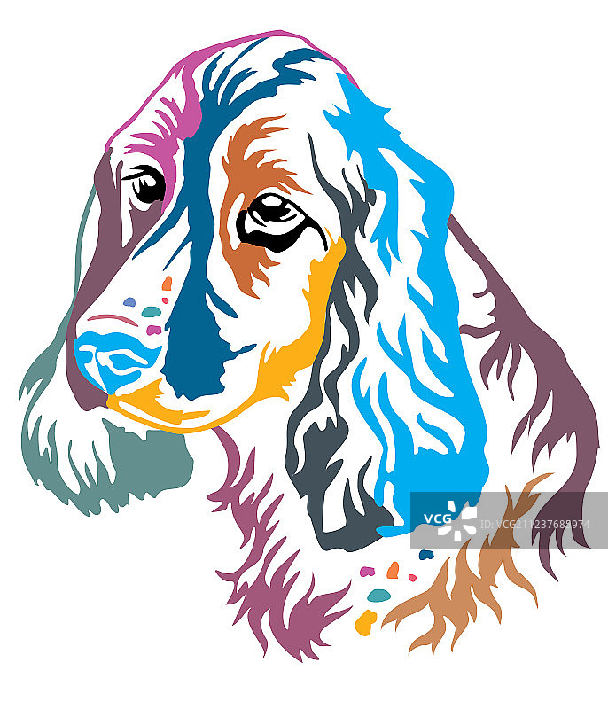 俄罗斯犬彩色装饰肖像图片素材