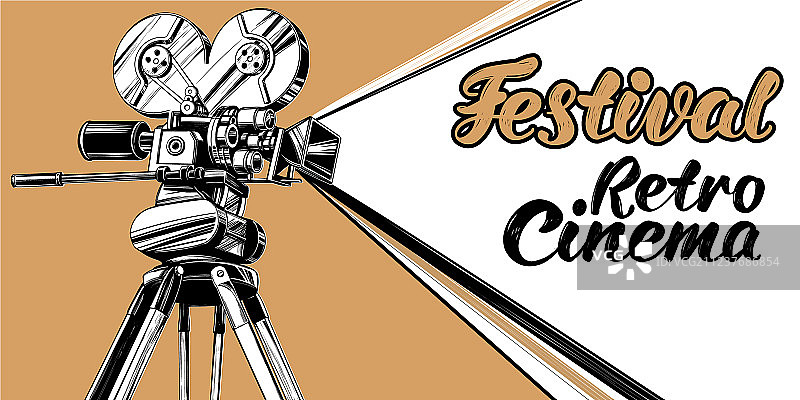 电影节复古老式电影摄影机标志图片素材