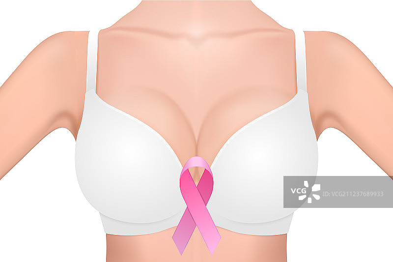 白色内衣中的逼真女性胸部图片素材