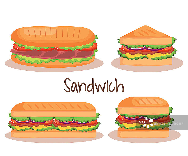 美味三明治快餐套餐图标图片素材