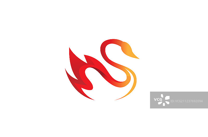 创意火焰橙色抽象天鹅标志图片素材