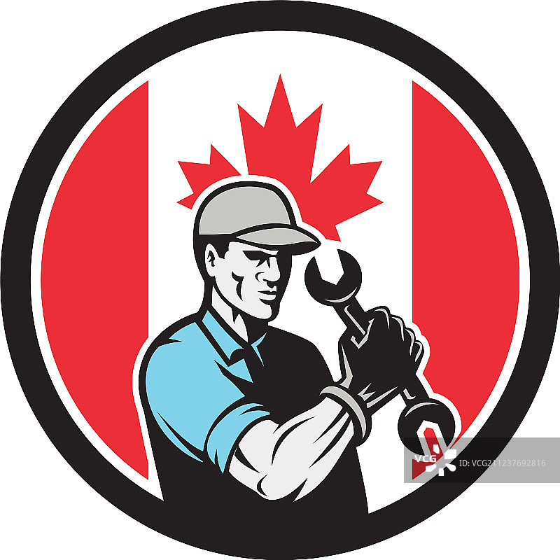 加拿大机械师与加拿大国旗图片素材