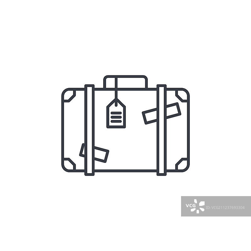 带贴纸的行李箱旅行包（细线风格）图片素材