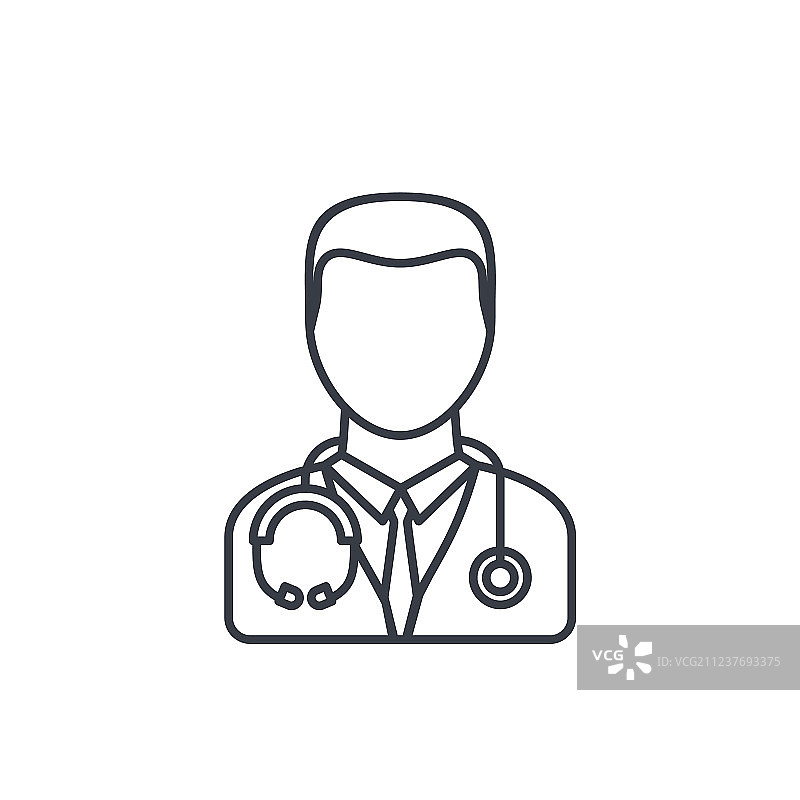 带听诊器的医生头像细线图标图片素材