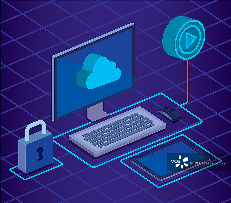 数字技术2.5D图标图片素材
