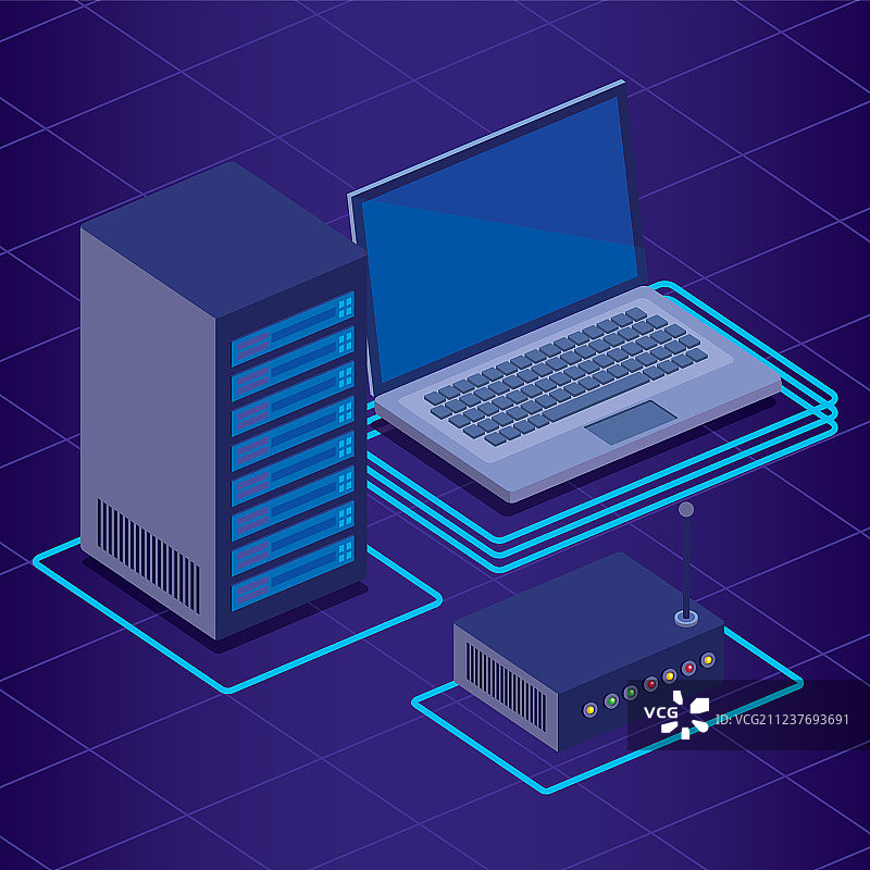 数字技术2.5D图标图片素材