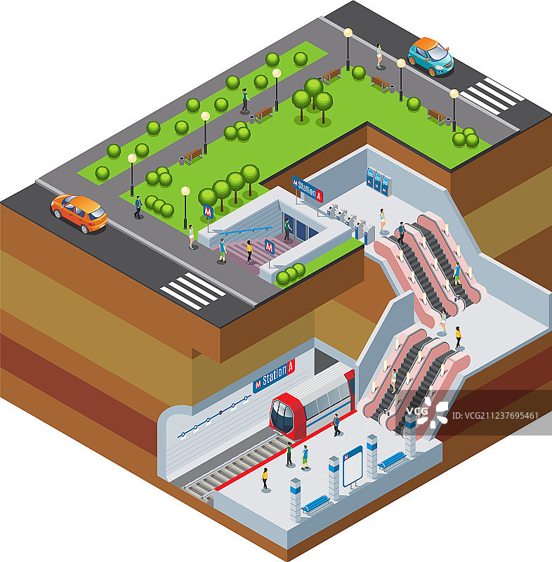 2.5D地铁站概念图片素材