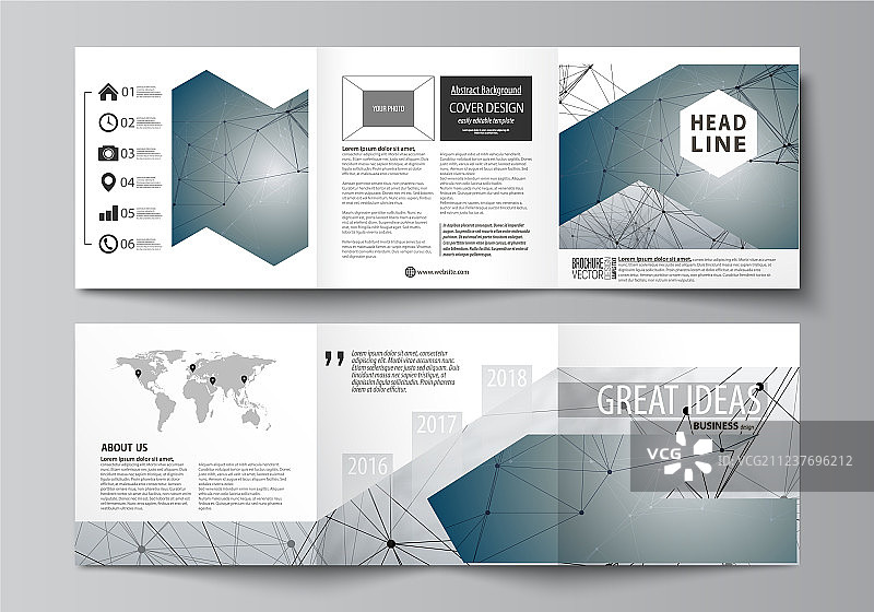 三折正方形的业务模板集图片素材