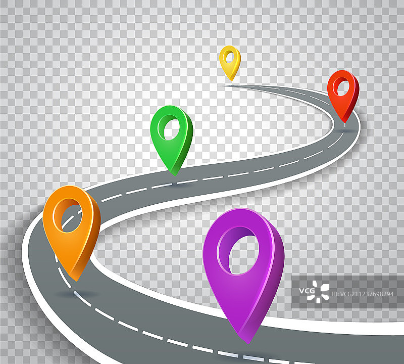 透明背景上的企业路线图3D指针图片素材