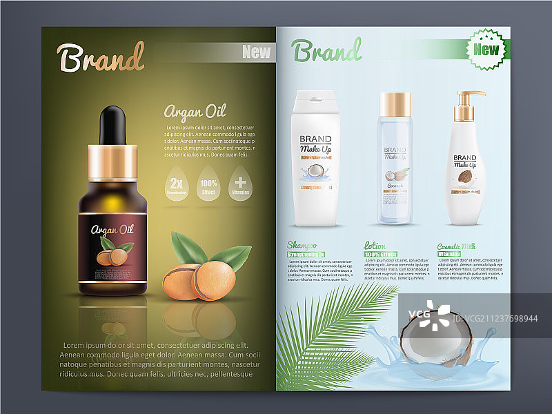 化妆品产品目录或宣传册模板图片素材