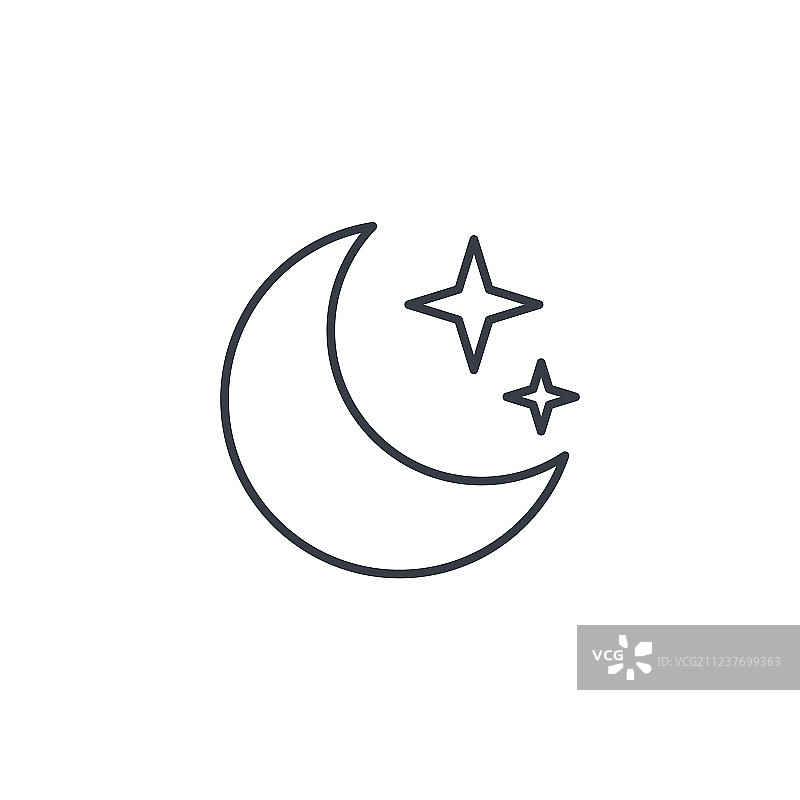 夜晚月亮和星星细线条图标图片素材