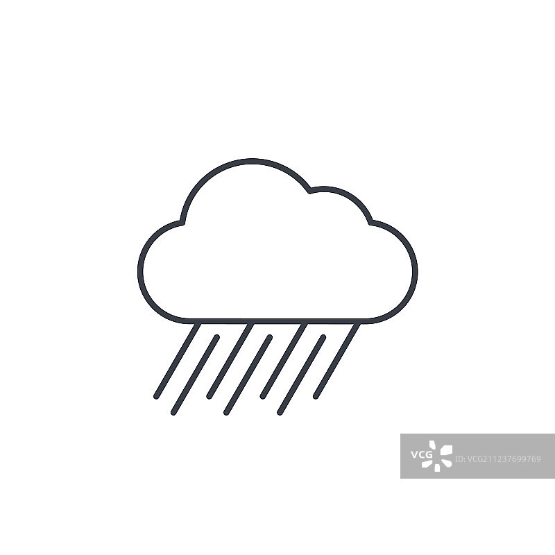 雨云风暴天气细线图标图片素材