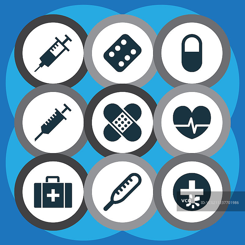 含药物脉冲的抗生素图标集图片素材