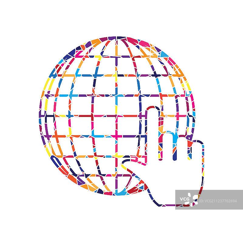 带有光标的地球仪彩色玻璃图片素材